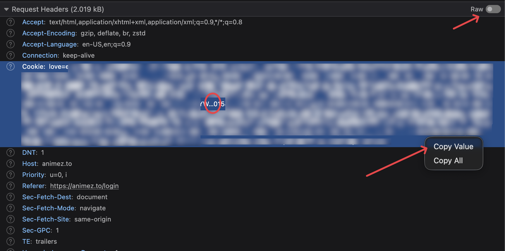 Right-click Copy Value in Firefox DevTools