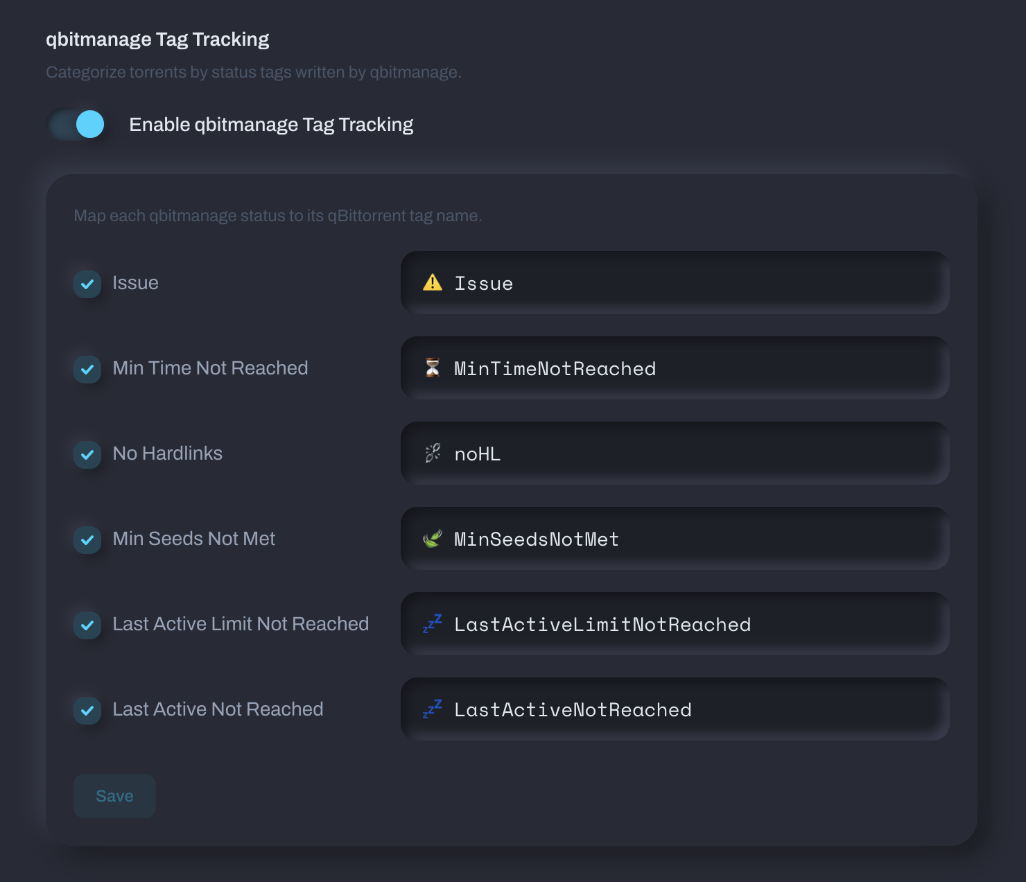 qbitmanage tag tracking settings