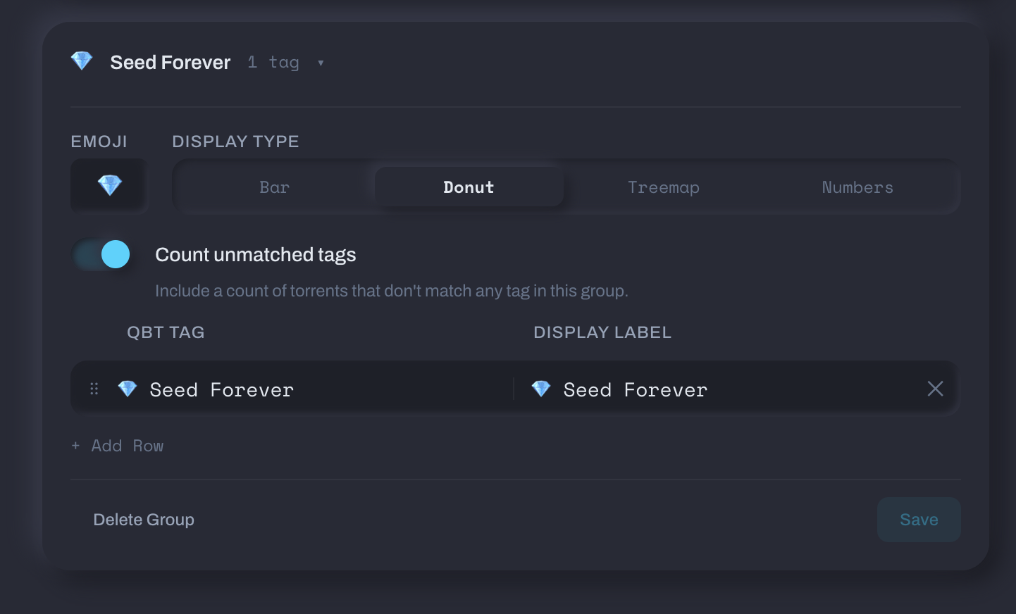 Seed Forever tag group with one tag