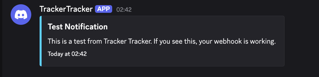 Test notification in Discord